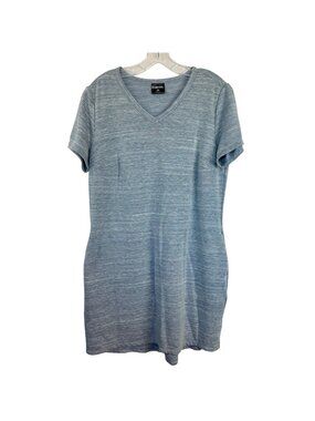 32 Degrees Cool Womens Sz L T-Shirt Dress Light Heather Blue V-Neck Pockets NWOT